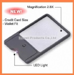 Credit card magnifier with light